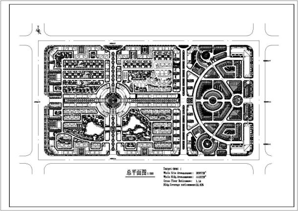 秦皇岛市鸿福佳音小区总平面规划设计CAD图纸（占地38万平米）-图一