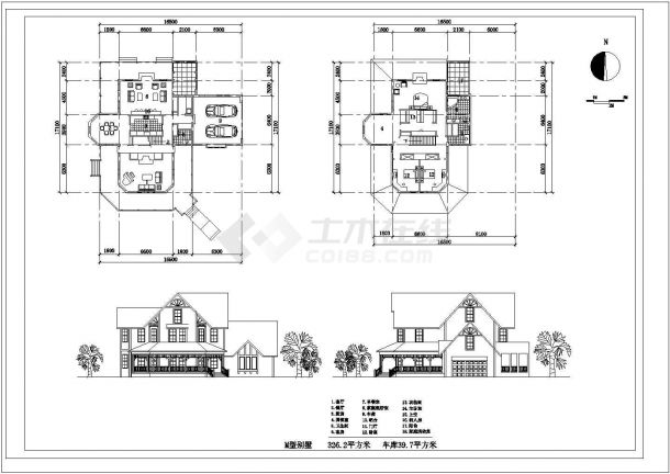 14套小别墅建筑设计方案图纸-图二