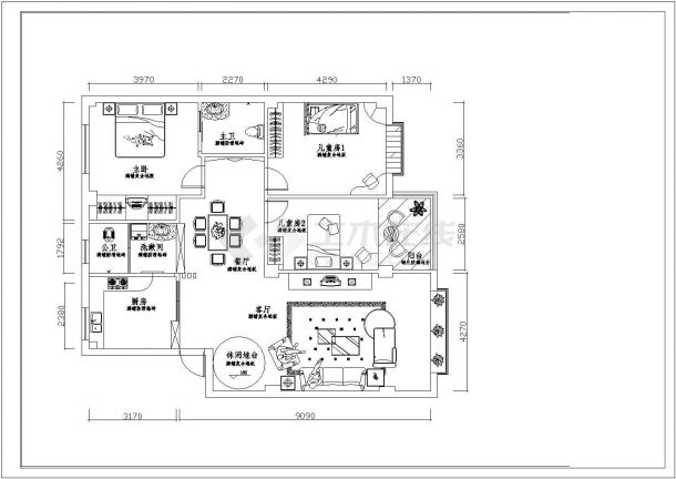 160平米室内家装设计施工方案图-图二