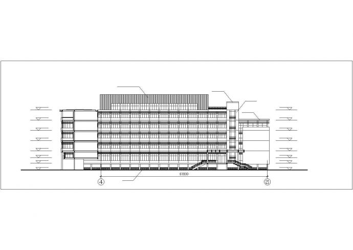 沈阳体育学院1.1万平米五层框架结构活动中心立面设计CAD图纸_图1
