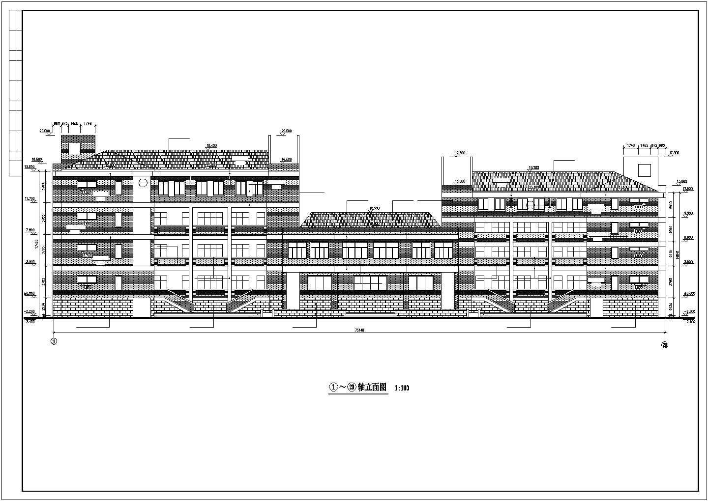 杭州某中学6100平米4层框架综合楼全套建筑设计CAD图纸（含架空层）
