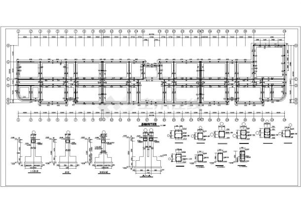 广安市某中学6千平米四层框架教学楼全套结构设计CAD图纸-图一