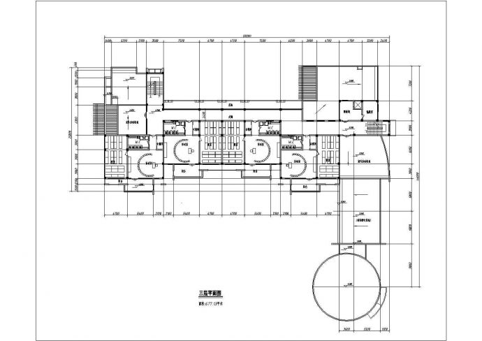 秦皇岛市某社区也有2700平米3层框架教学楼平面设计CAD图纸_图1