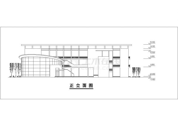 广州某私立小学3900平米3层框架教学楼平立剖面设计CAD图纸-图二