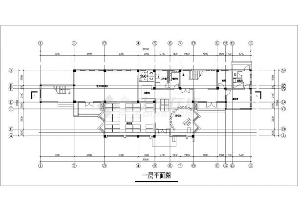 天津某学校3500平米4层砖混结构教学楼平立剖面设计CAD图纸-图二