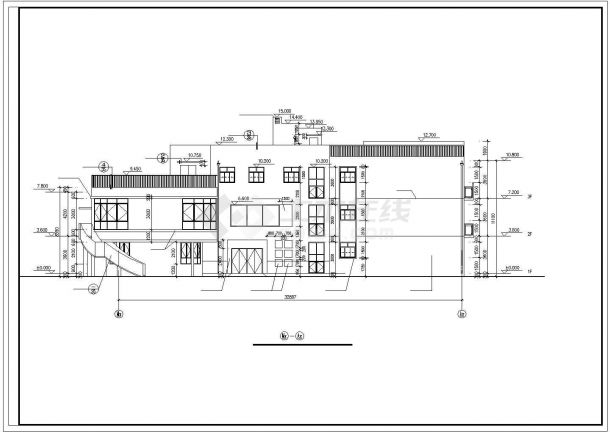 兰州市某小区幼儿园1900平米3层框架教学楼平立剖面设计CAD图纸-图一