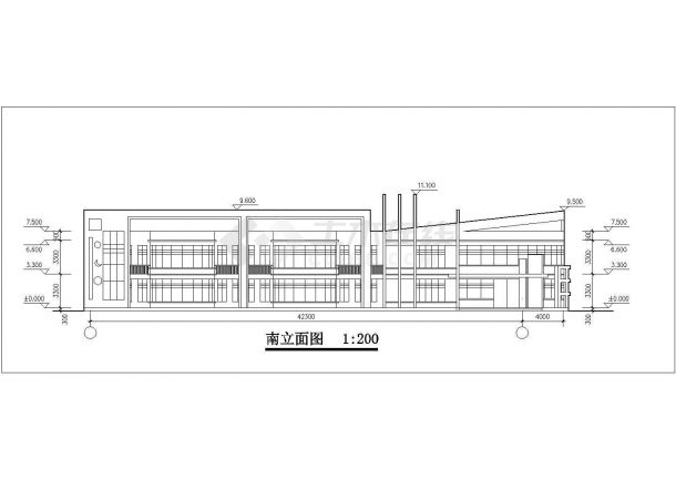 广州市某社区托儿所1750平米2层框架教学楼平立剖面设计CAD图纸-图一