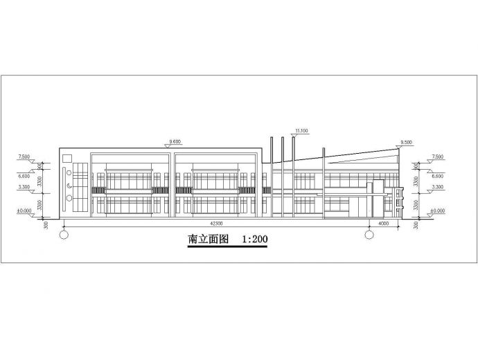 广州市某社区托儿所1750平米2层框架教学楼平立剖面设计CAD图纸_图1