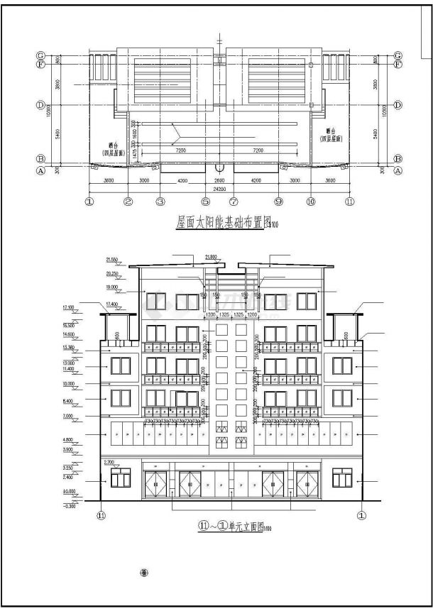 7805平方米五层框架结构住宅楼建筑施工cad图，共 十三张-图一