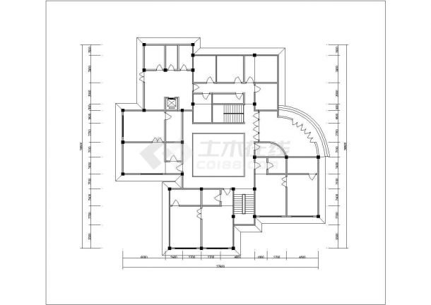天水市鑫坤花园小区幼儿园2000平3层框架教学楼平立剖面设计CAD图纸-图一