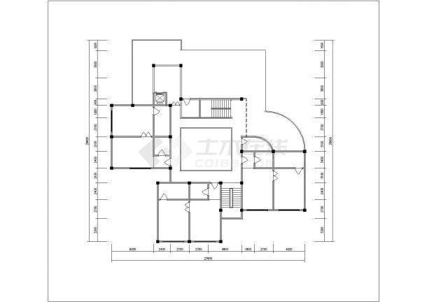 天水市鑫坤花园小区幼儿园2000平3层框架教学楼平立剖面设计CAD图纸-图二