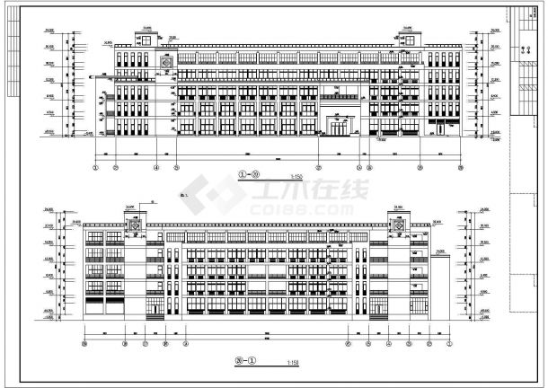 杭州市重点中学1.3万平米3层框架教学楼全套建筑设计CAD图纸-图二