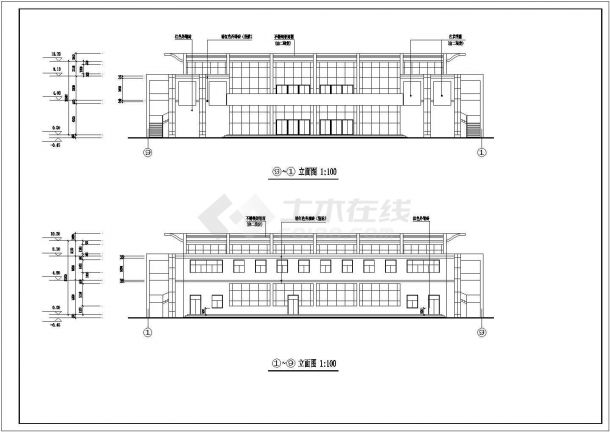 济南市某学校2500平米2层框架结构学生餐厅建筑设计CAD图纸-图二