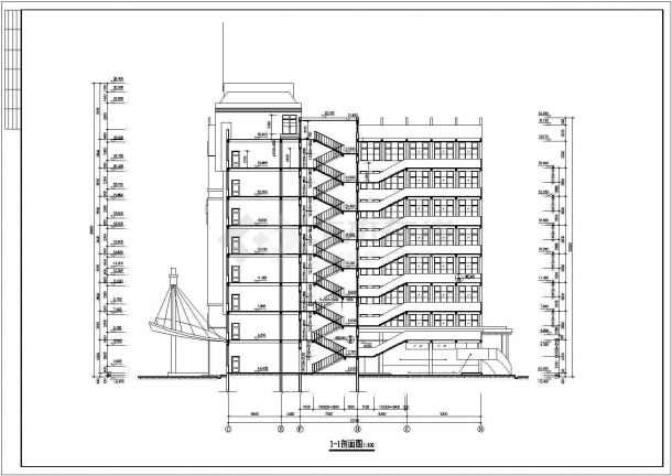 昆明市某大学1.1万平米8层框架结构教学楼全套建筑设计CAD图纸-图一