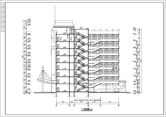 昆明市某大学1.1万平米8层框架结构教学楼全套建筑设计CAD图纸_图1