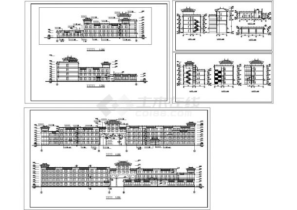 武汉市某新建中学7900平米教学楼+食堂+宿舍楼全套建筑设计CAD图纸-图一