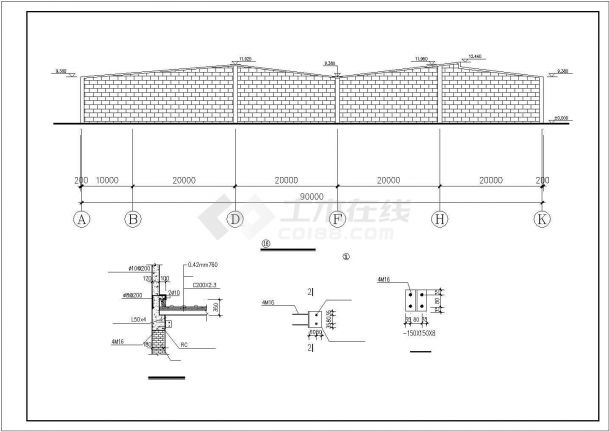 【最新】某钢构建筑结构设计方案CAD图纸-图二