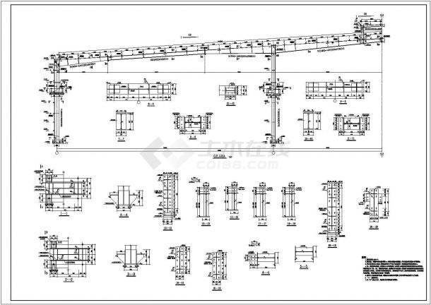 【最新】某高新区钢结构厂房完整结构设计方案CAD图纸-图二