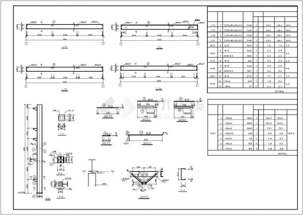 【最新】某钢结构工业厂房全套设计方案CAD图纸-图一