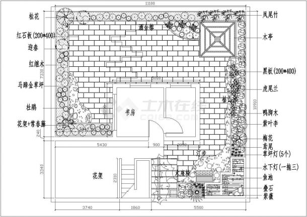 某城中心办公建筑屋顶花园景观设计施工CAD图纸-图一