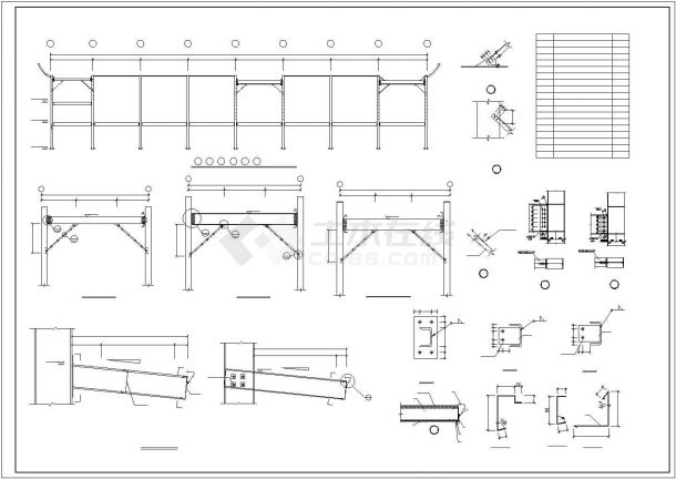【最新】某钢结构汽车展厅结构设计方案CAD图纸-图一