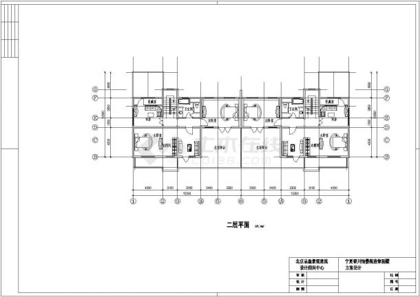 某二层框架结构连体别墅设计cad建筑方案图-图二