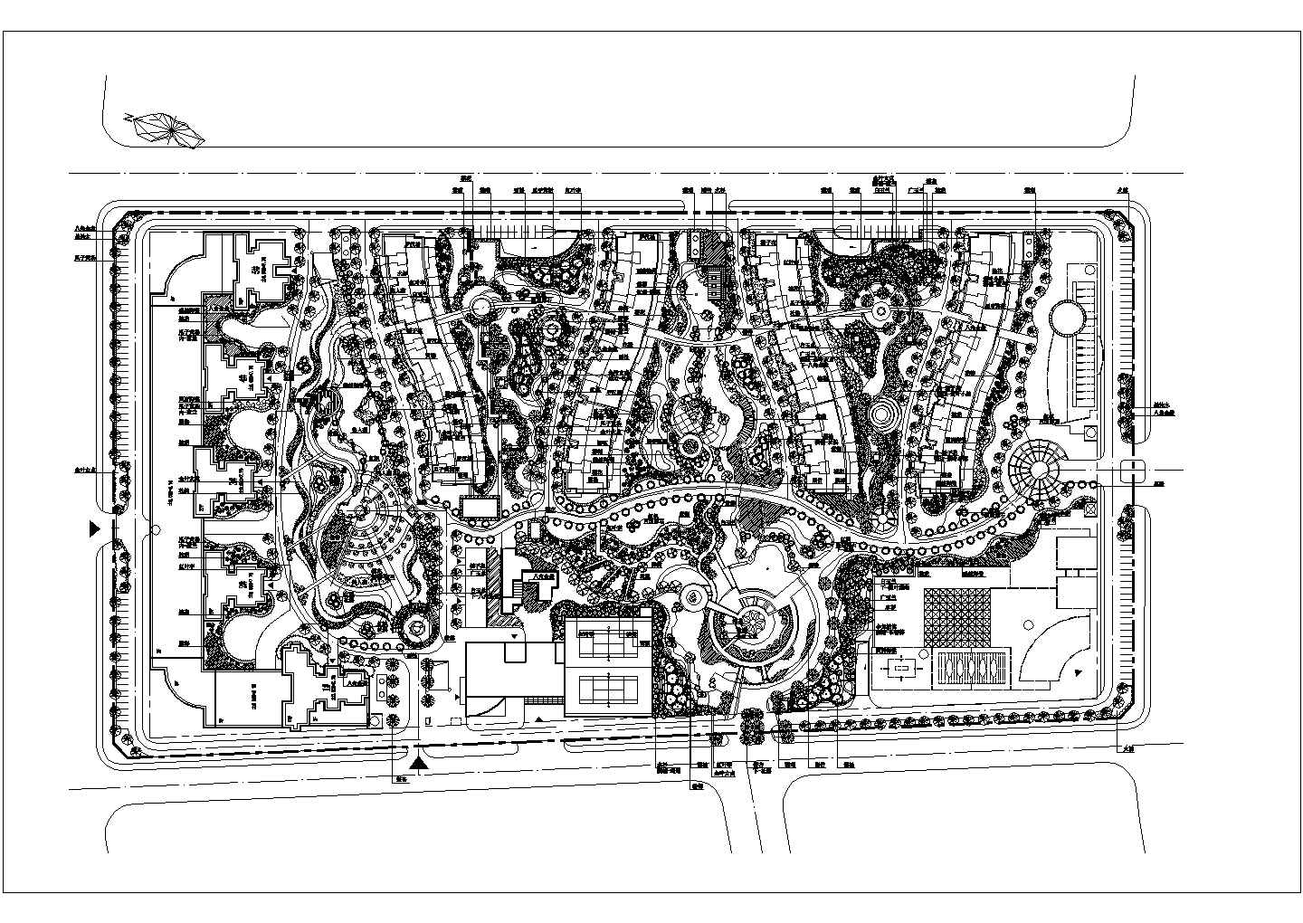 某大型城市园林公园种植规划设计cad总平面施工图