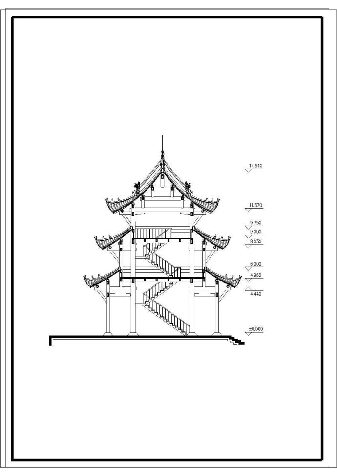 某地寺庙古建筑CAD方案图_图1