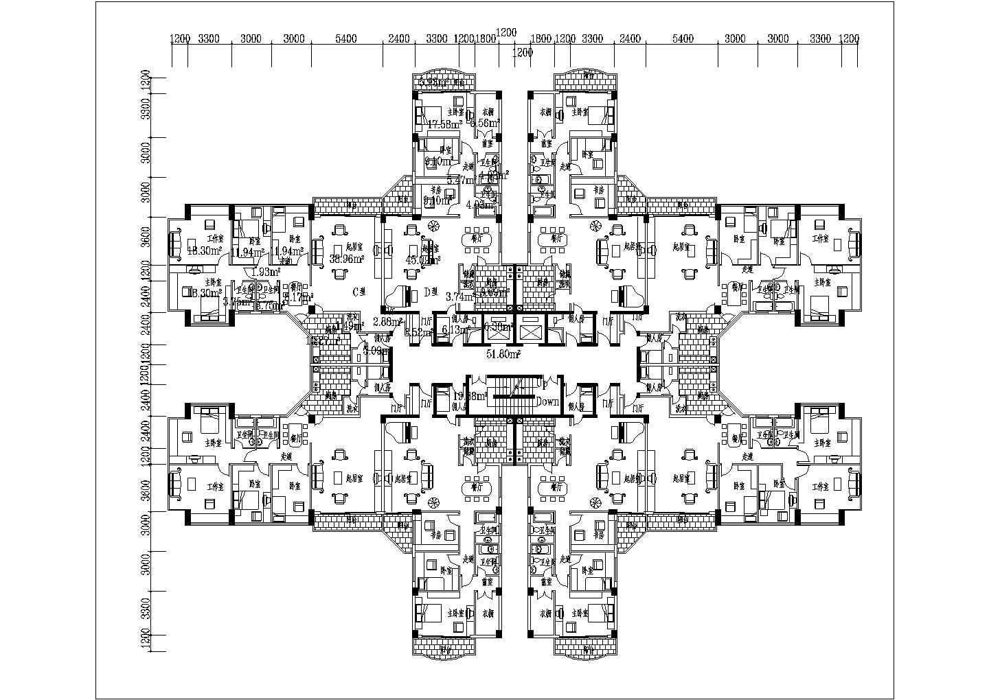 多层住宅CAD建筑设计施工图