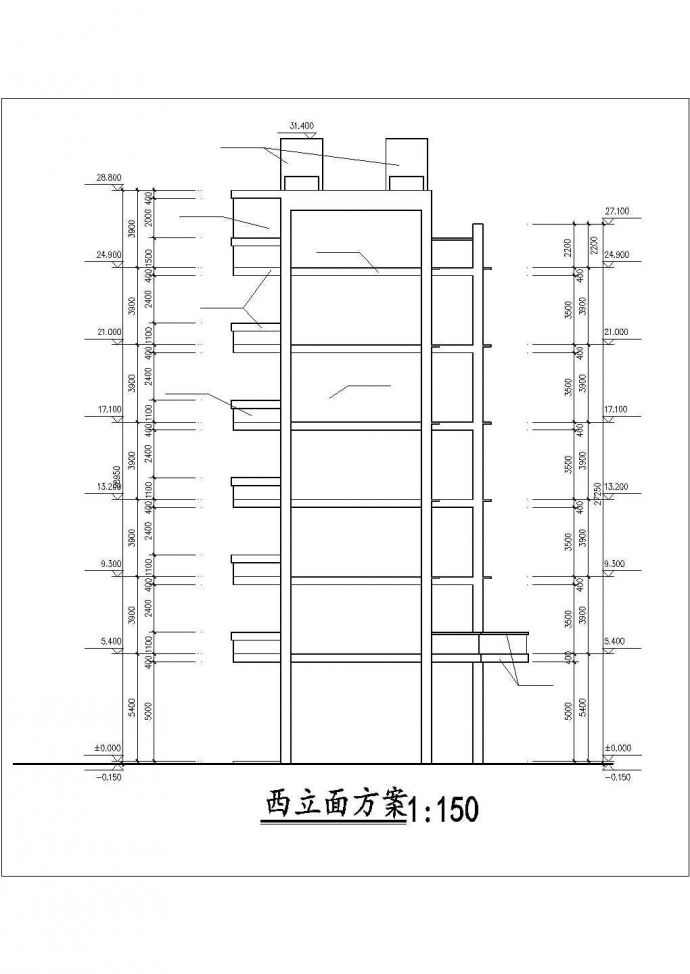 重庆市某实验中学3430平米五层框架教学楼建筑设计CAD图纸_图1