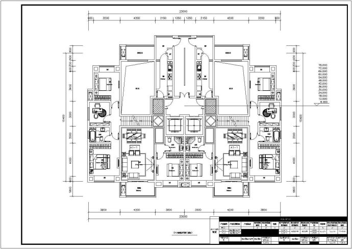 某小高层框架结构住宅楼户型设计cad建筑平面方案图（含户型经济指标）_图1