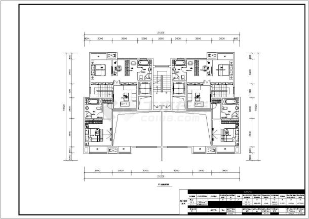 某多层框架结构洋房户型设计cad建筑平面方案图-图一