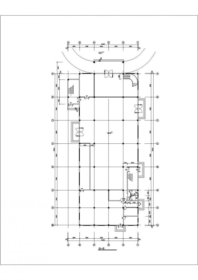徐州市某职业学院2900平米4层框架结构学生食堂平立剖面设计CAD图纸_图1
