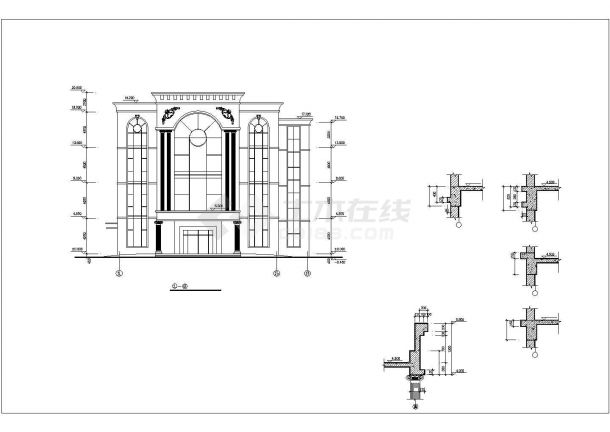 徐州市某职业学院2900平米4层框架结构学生食堂平立剖面设计CAD图纸-图二