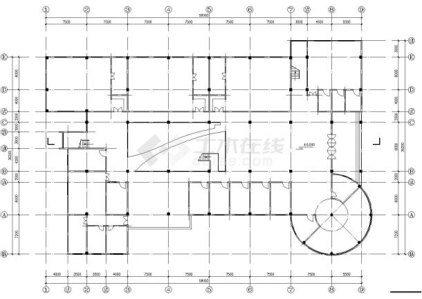 湖州某实验小学2400平米3层框混结构教学楼平立面设计CAD图纸-图一