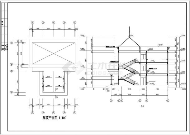 芜湖市某中学2860平米3+1层框混结构教学楼建筑设计CAD图纸-图一