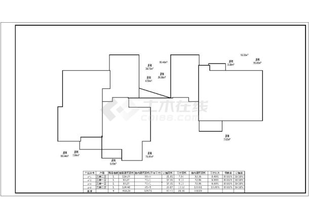 某现代风格高端住宅楼户型设计cad建筑平面方案图-图一