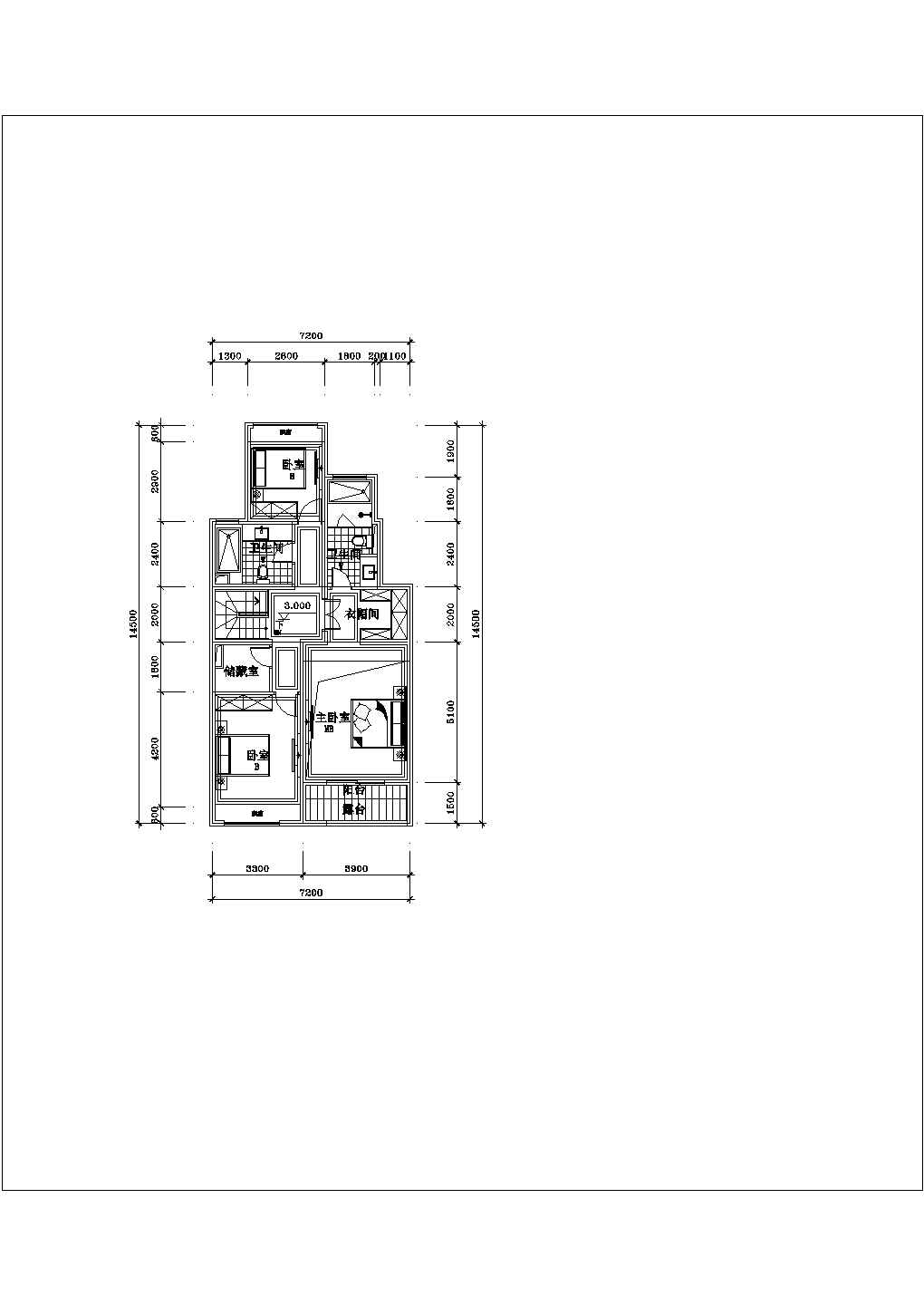 经典大户型住宅楼户型设计cad建筑平面方案图