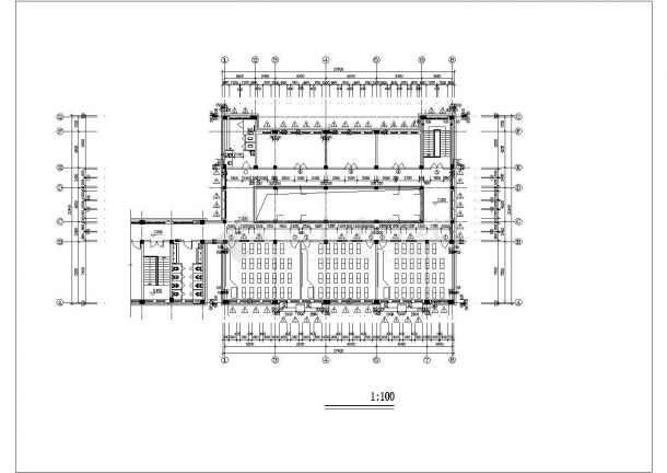 包头市某技术学院2900平米3层框架结构教学楼平立剖面设计CAD图纸-图二