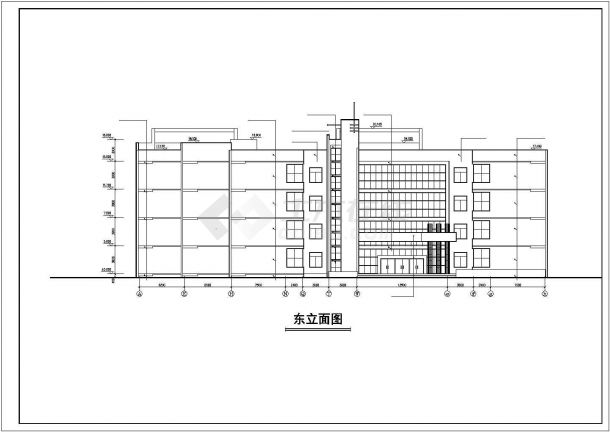 扬州某大学6000平米六层框混结构教学综合楼平立剖面设计CAD图纸-图一
