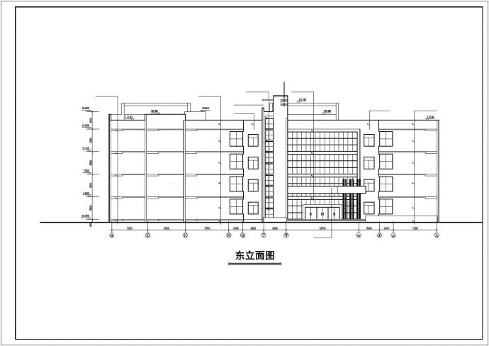 扬州某大学6000平米六层框混结构教学综合楼平立剖面设计CAD图纸_图1