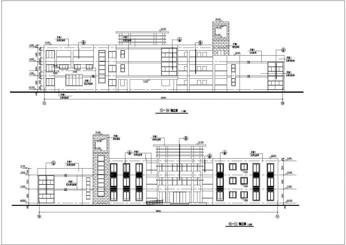 烟台市人民路某1900平米3层框架结构小区幼儿园平立剖面设计CAD图纸_图1