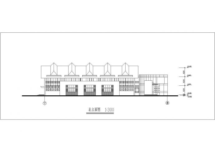 西安某高校1900平米左右2层钢框架结构体育馆平立剖面设计CAD图纸_图1