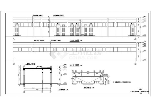 北京某学校内部190平米单层砌体结构公共场所建筑设计CAD图纸-图二