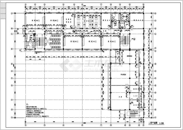 崇州市某学校占地1360平米4层框架教学楼建筑设计CAD图纸-图二