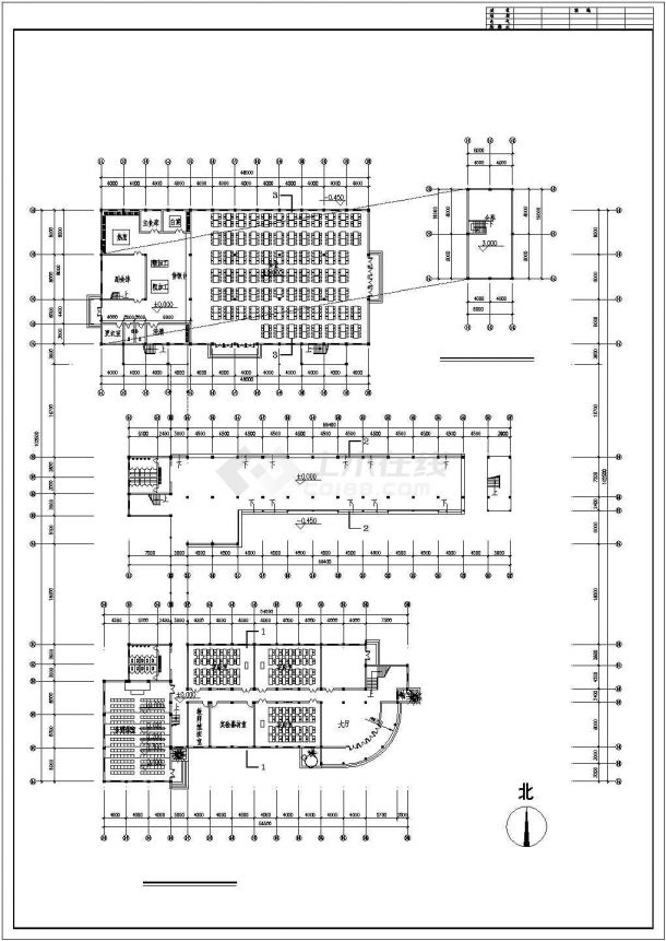 银川市某小学2800平米5层框架教学楼建筑设计CAD图纸-图二
