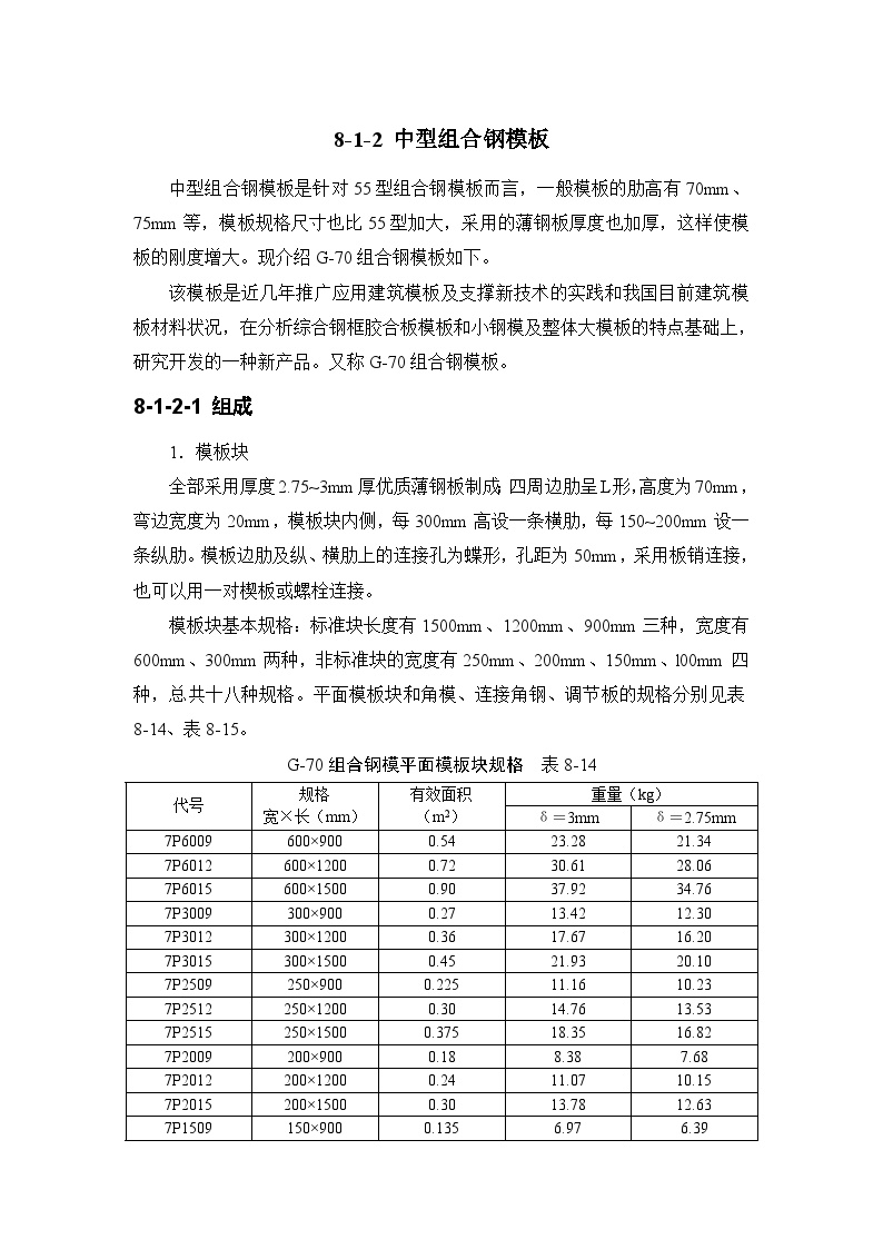 中型组合钢模板-建筑施工.doc-图一