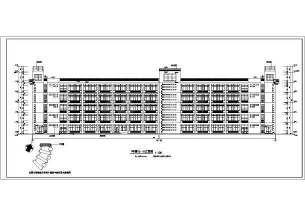 绵阳市外国语学校2.1万平米五层框架结构教学楼建筑设计CAD图纸-图二