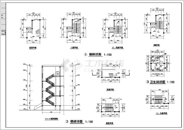 济南市某高校7500平米五层框架结构教学楼建筑设计CAD图纸-图一