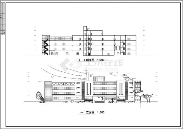 济南市某高校7500平米五层框架结构教学楼建筑设计CAD图纸-图二